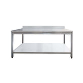 Masă de lucru inox cu poliță și rebord, 800x700x950, GMATS87A, Bonner